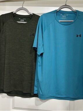 2 Under Armour Men’s Short-Sleeve Athletic Tee - Teal / Olive